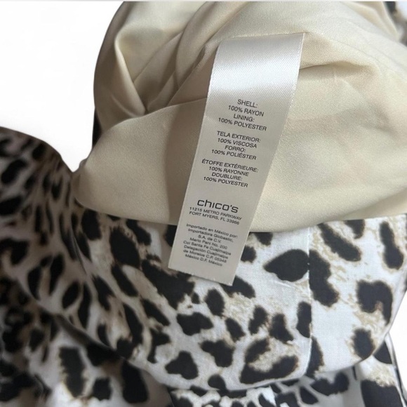 Chico’s Animal Print Open Front Blazer Jacket Medium White Black Brown - Picture 7 of 8